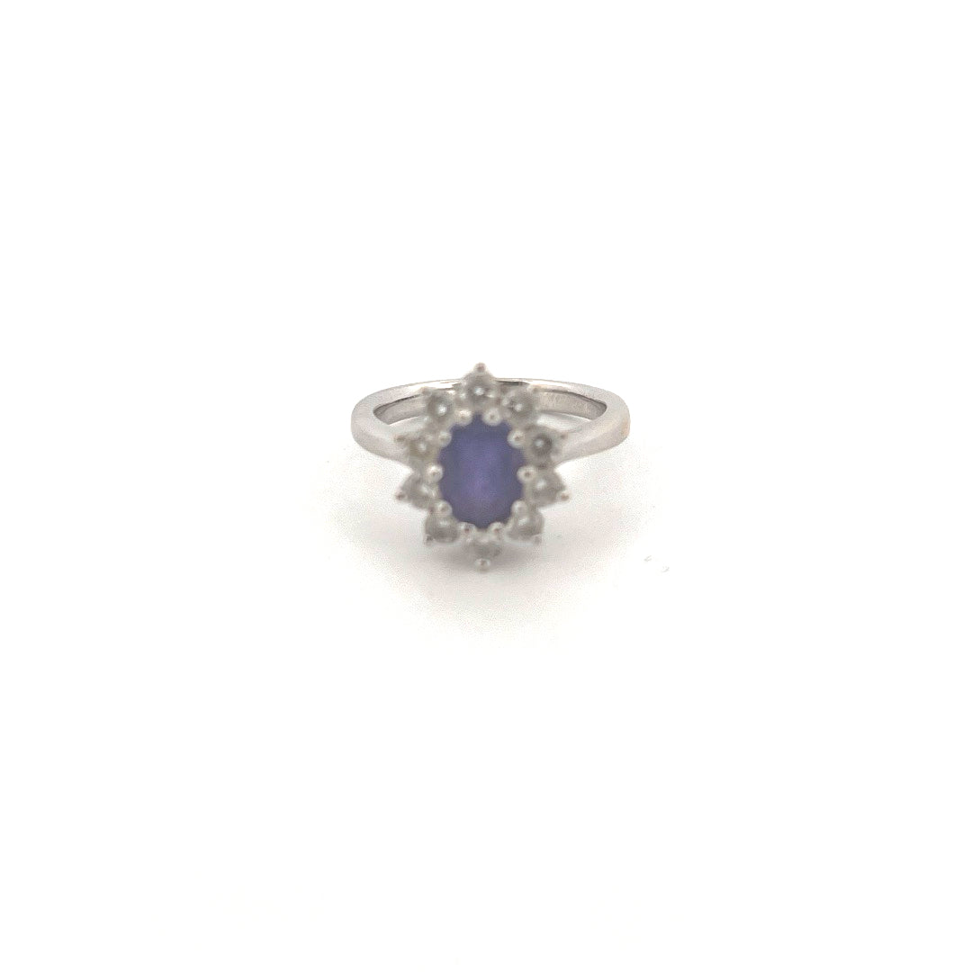 18kt White Gold Tanzanite & Diamond Cluster Ring