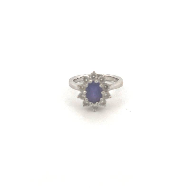 18kt White Gold Tanzanite & Diamond Cluster Ring — frame 8