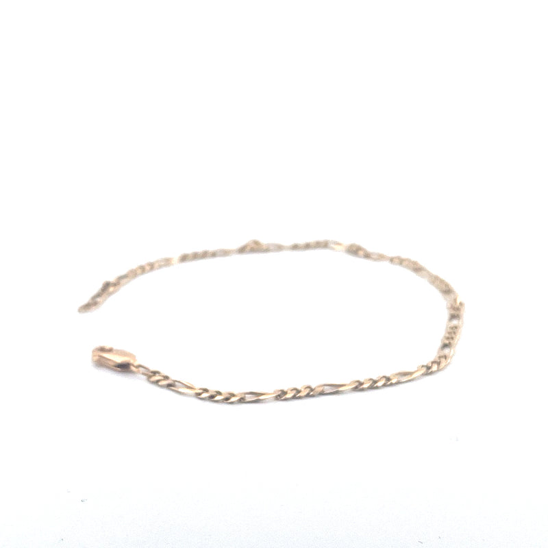 9KT Yellow Gold Figaro Bracelet