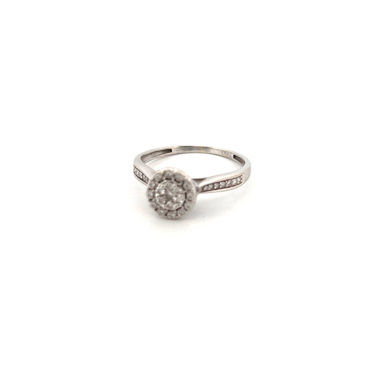 18kt White Gold Solitaire Illusion Set Halo Ring — frame 23