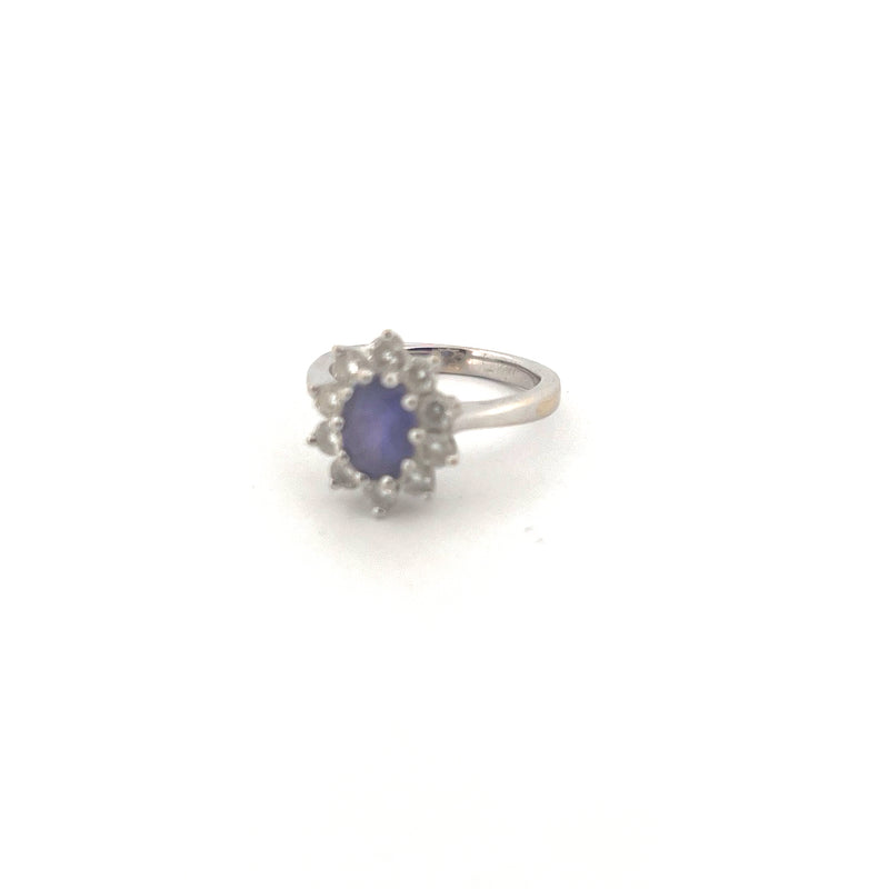 18kt White Gold Tanzanite & Diamond Cluster Ring — frame 9