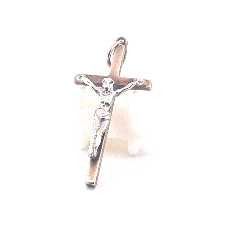 9KT Yellow & White Gold Cross Pendant