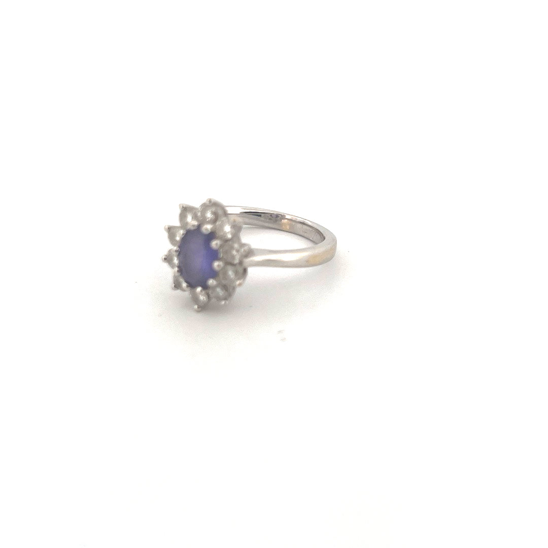 18kt White Gold Tanzanite & Diamond Cluster Ring