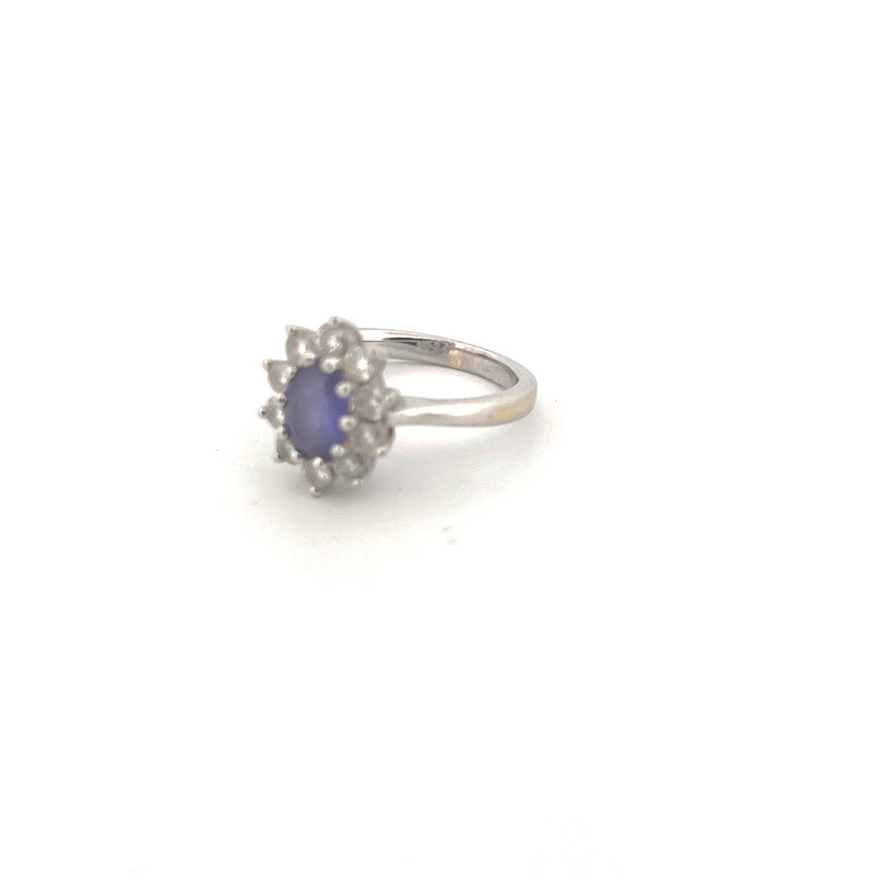 18kt White Gold Tanzanite & Diamond Cluster Ring — frame 10