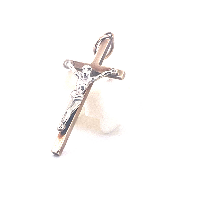 9KT Yellow & White Gold Cross Pendant