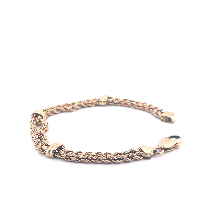 9KT Yellow Gold Double Twist Rope Bracelet
