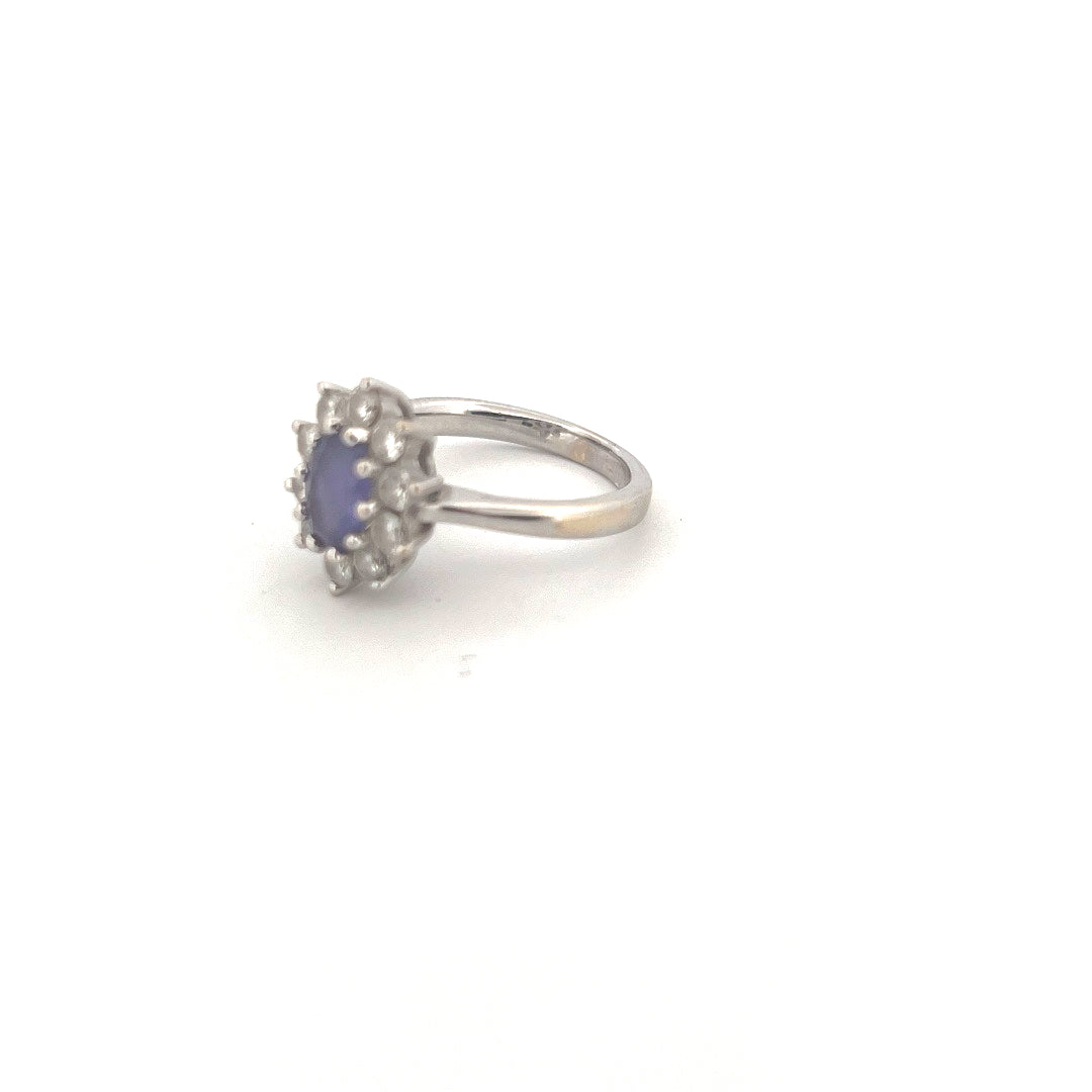 18kt White Gold Tanzanite & Diamond Cluster Ring