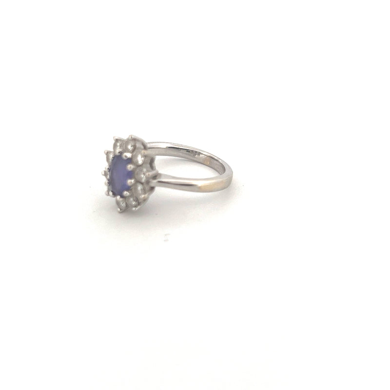 18kt White Gold Tanzanite & Diamond Cluster Ring — frame 11