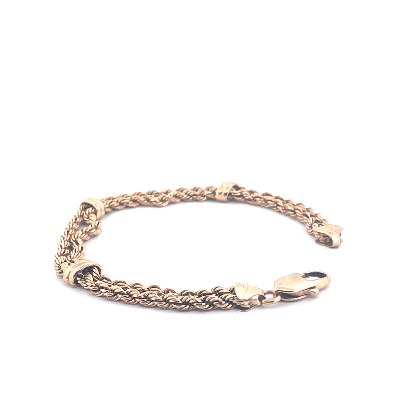 9KT Yellow Gold Double Twist Rope Bracelet