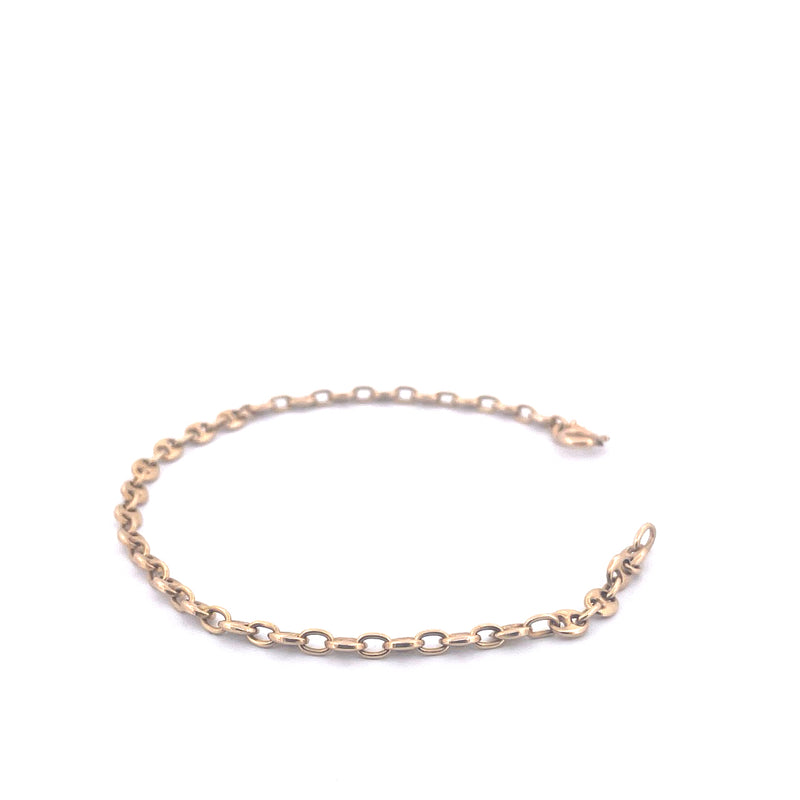 14KT Yellow Gold Puffed Mariner Link Bracelet