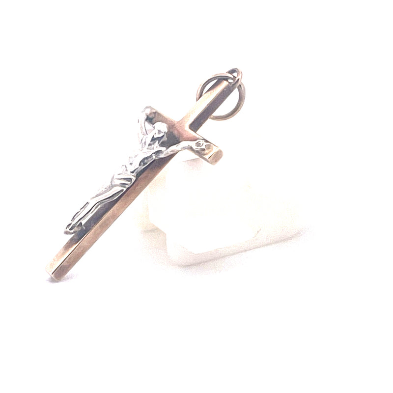 9KT Yellow & White Gold Cross Pendant