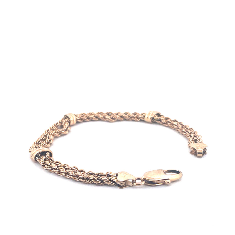 9KT Yellow Gold Double Twist Rope Bracelet