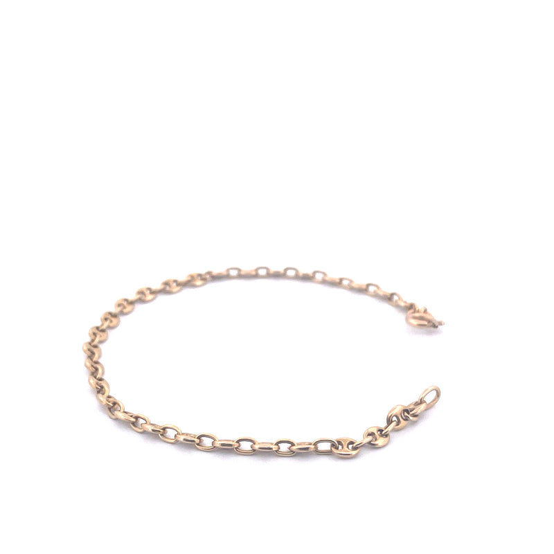 14KT Yellow Gold Puffed Mariner Link Bracelet