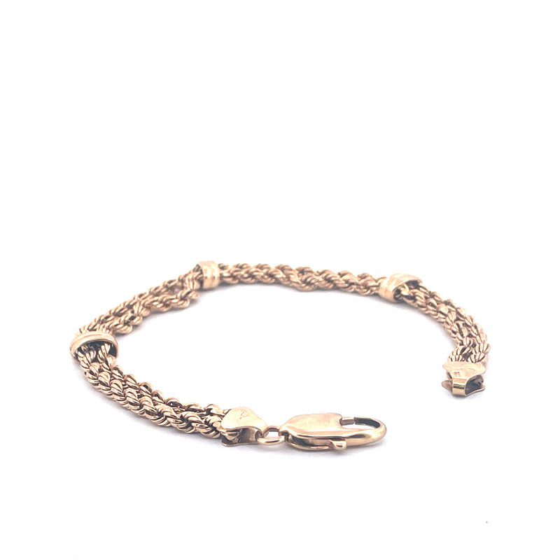 9KT Yellow Gold Double Twist Rope Bracelet