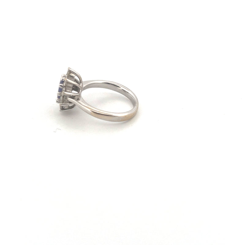18kt White Gold Tanzanite & Diamond Cluster Ring — frame 14
