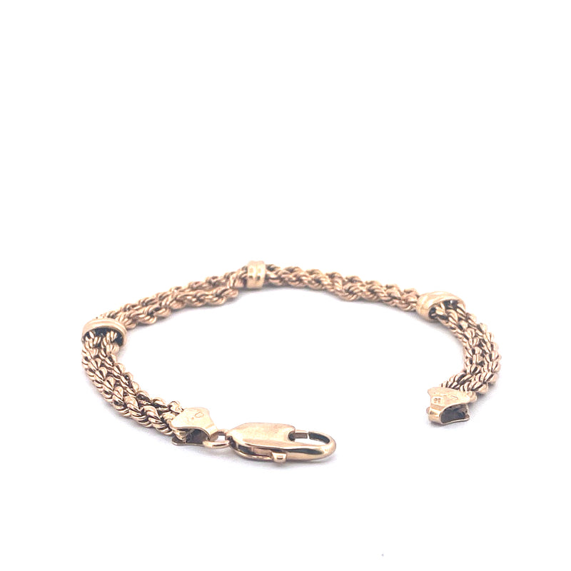 9KT Yellow Gold Double Twist Rope Bracelet