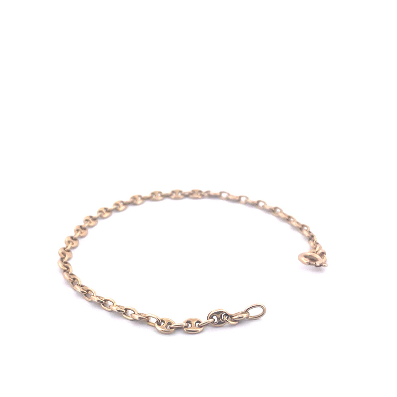 14KT Yellow Gold Puffed Mariner Link Bracelet