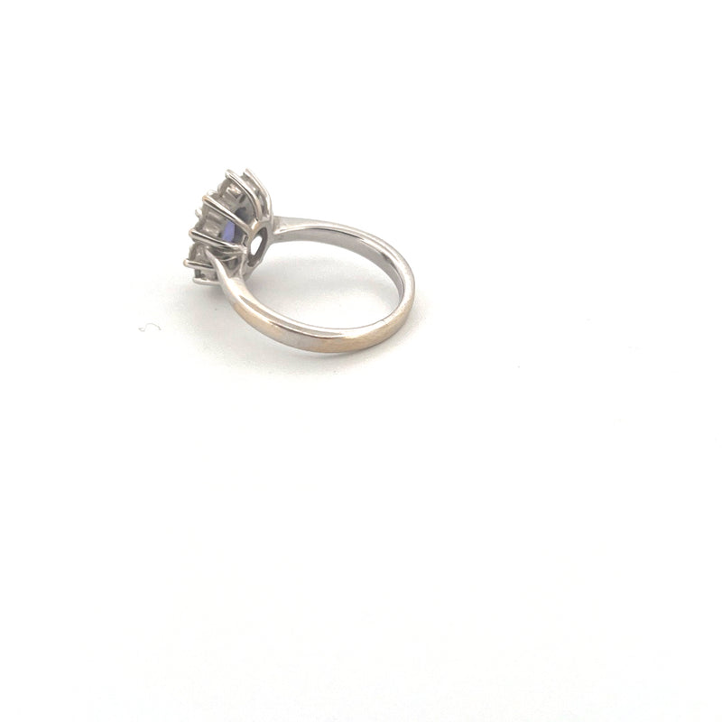 18kt White Gold Tanzanite & Diamond Cluster Ring — frame 16