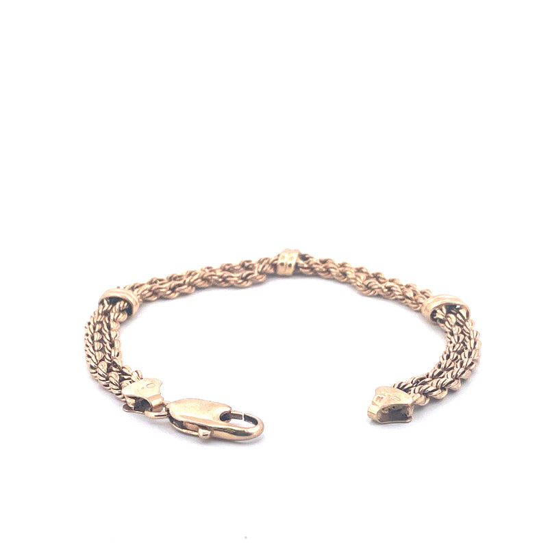 9KT Yellow Gold Double Twist Rope Bracelet