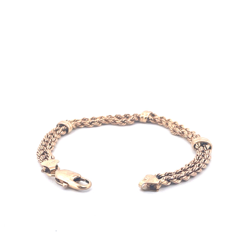 9KT Yellow Gold Double Twist Rope Bracelet