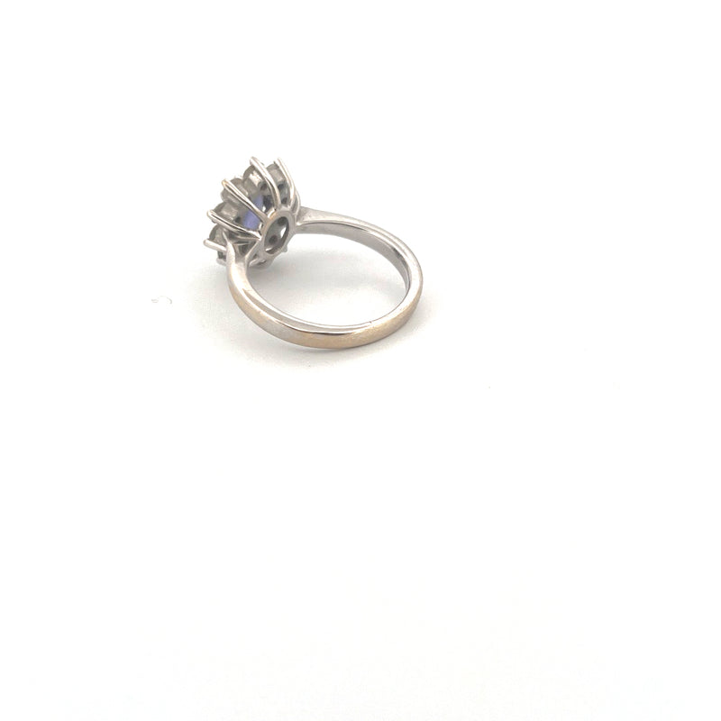 18kt White Gold Tanzanite & Diamond Cluster Ring — frame 17