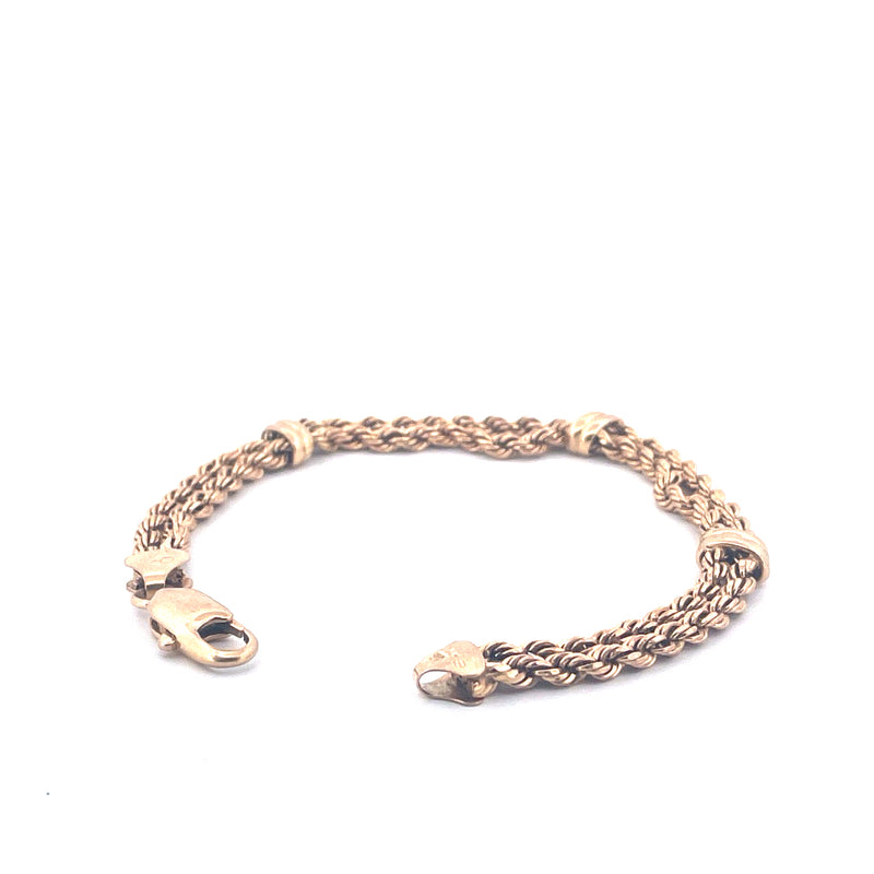 9KT Yellow Gold Double Twist Rope Bracelet