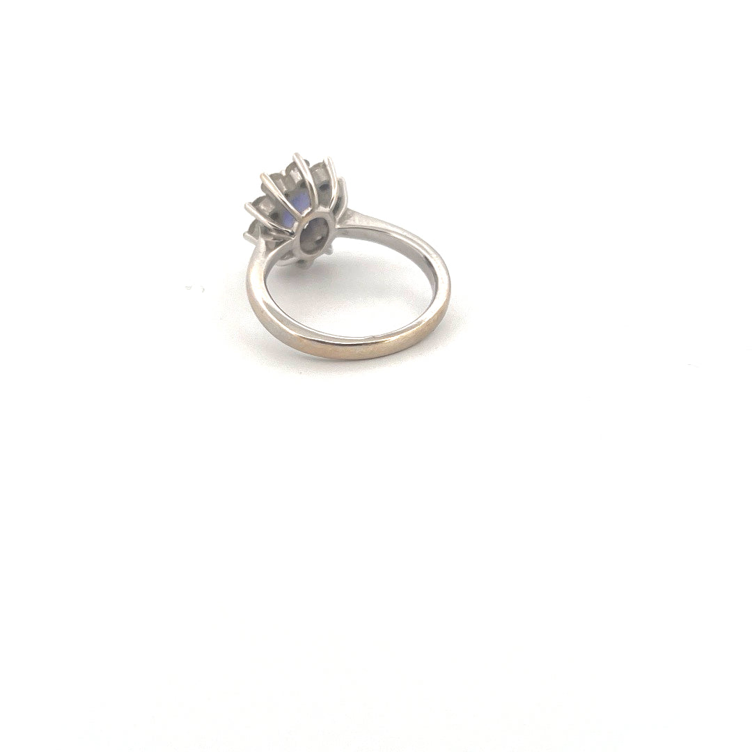 18kt White Gold Tanzanite & Diamond Cluster Ring