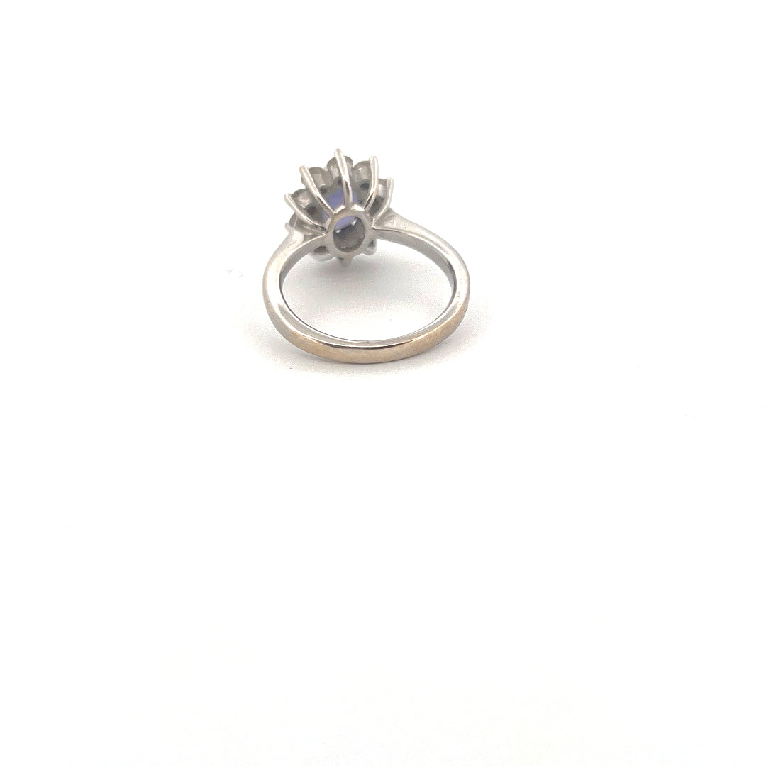 18kt White Gold Tanzanite & Diamond Cluster Ring
