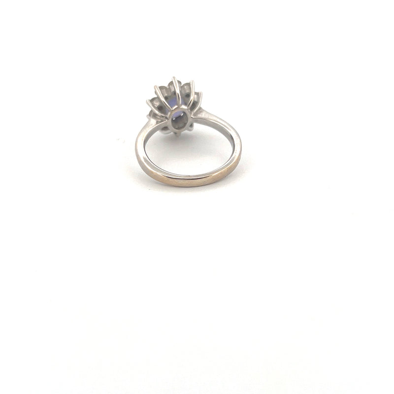 18kt White Gold Tanzanite & Diamond Cluster Ring — frame 19