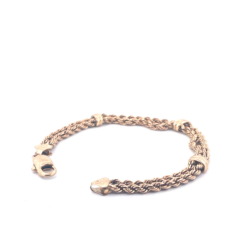 9KT Yellow Gold Double Twist Rope Bracelet