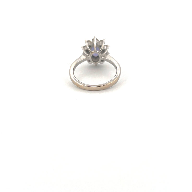 18kt White Gold Tanzanite & Diamond Cluster Ring — frame 20