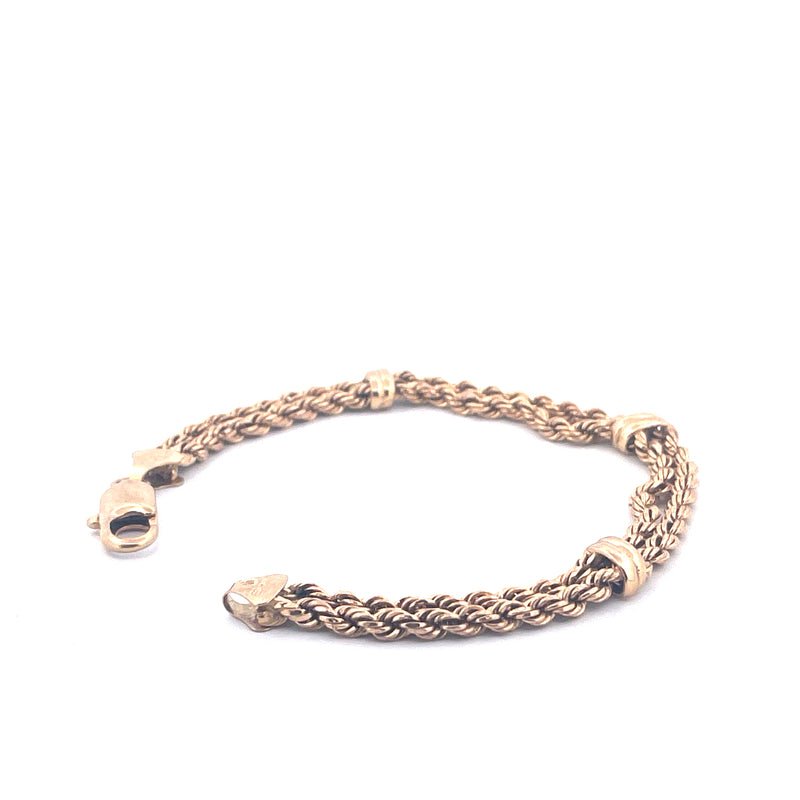 9KT Yellow Gold Double Twist Rope Bracelet