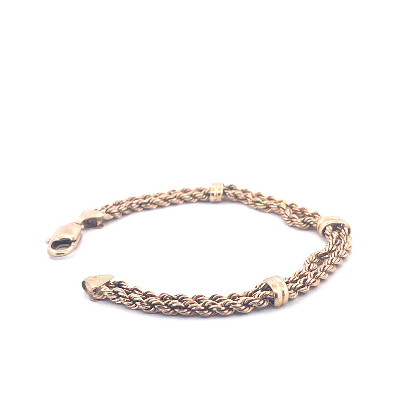 9KT Yellow Gold Double Twist Rope Bracelet