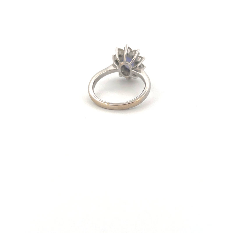 18kt White Gold Tanzanite & Diamond Cluster Ring — frame 21