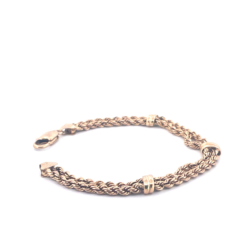 9KT Yellow Gold Double Twist Rope Bracelet