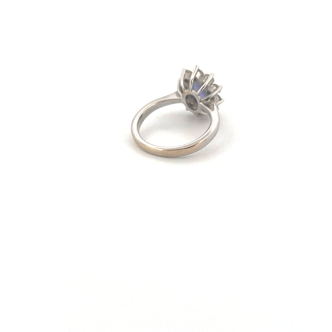 18kt White Gold Tanzanite & Diamond Cluster Ring