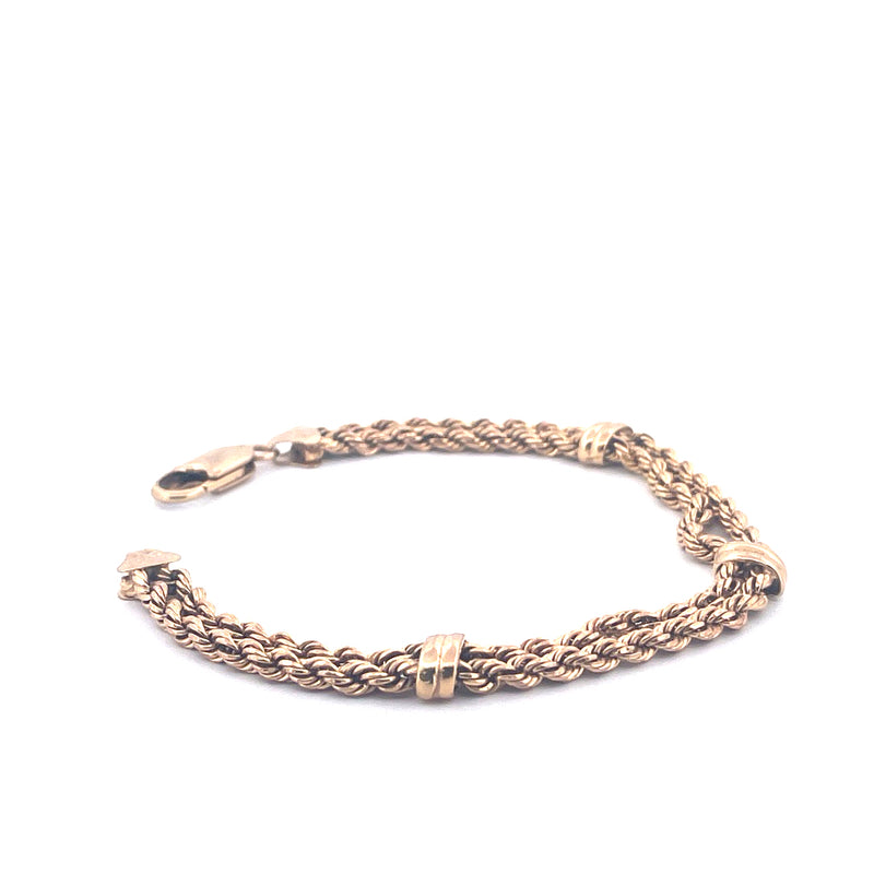 9KT Yellow Gold Double Twist Rope Bracelet