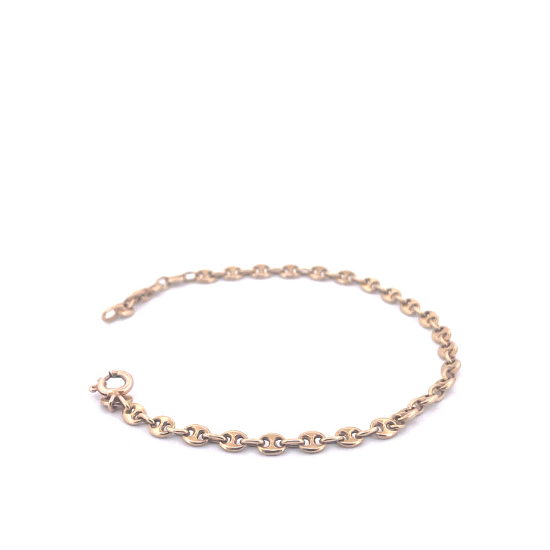 14KT Yellow Gold Puffed Mariner Link Bracelet