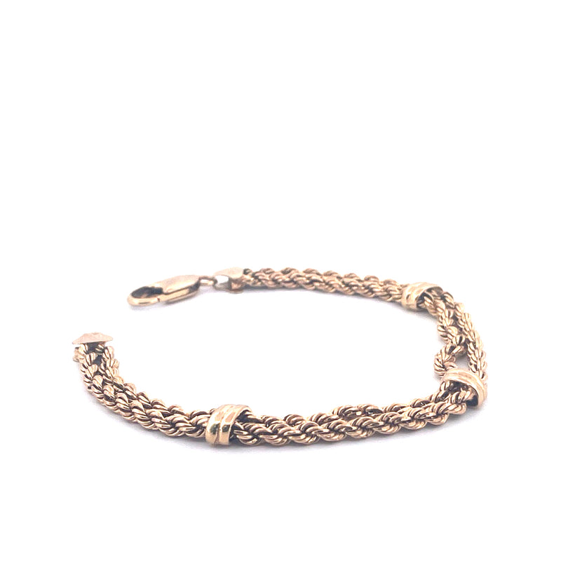 9KT Yellow Gold Double Twist Rope Bracelet