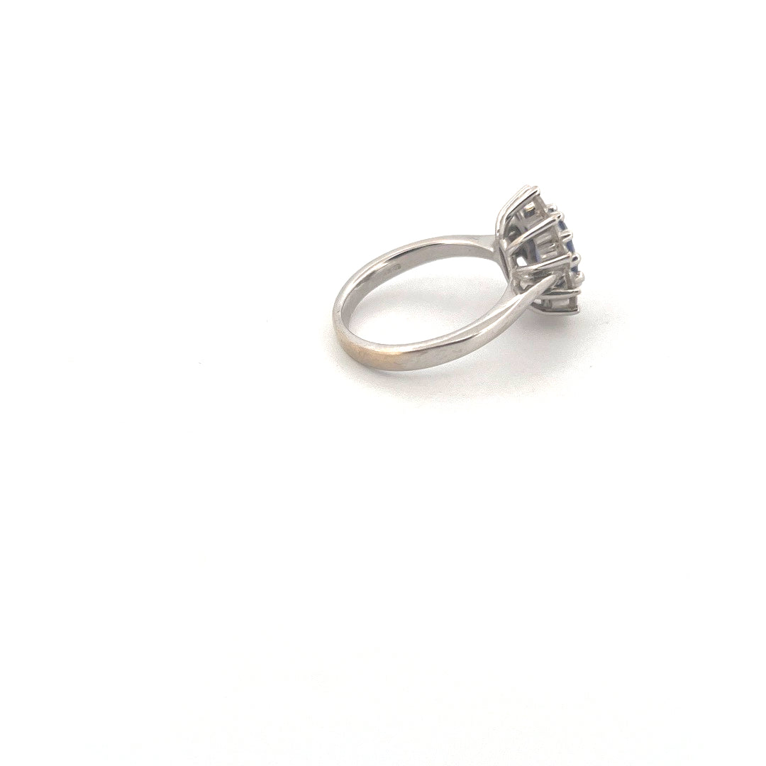 18kt White Gold Tanzanite & Diamond Cluster Ring