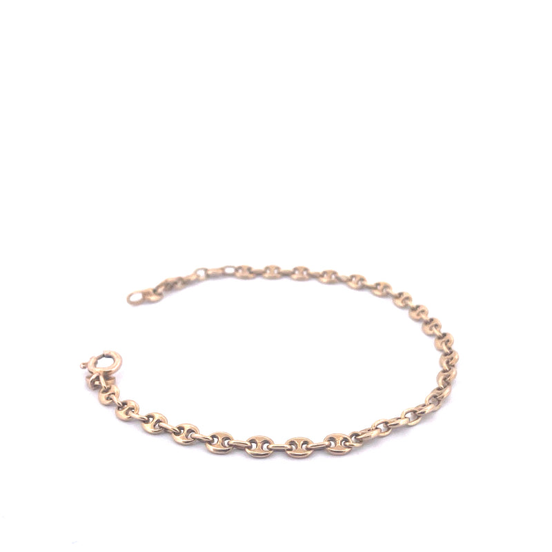 14KT Yellow Gold Puffed Mariner Link Bracelet