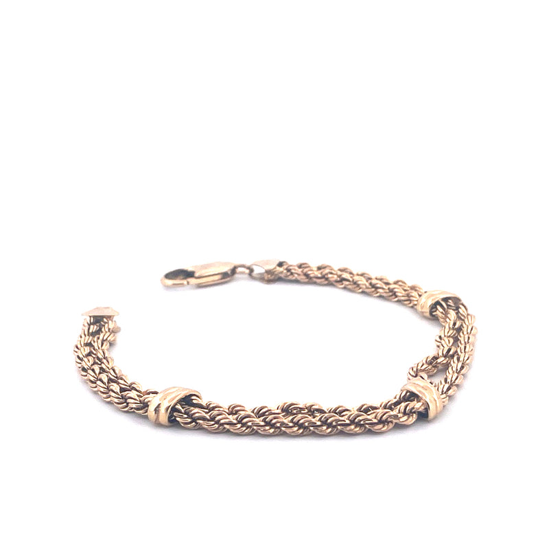 9KT Yellow Gold Double Twist Rope Bracelet