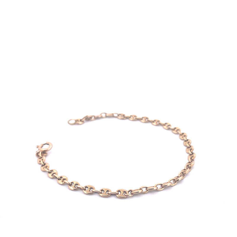 14KT Yellow Gold Puffed Mariner Link Bracelet