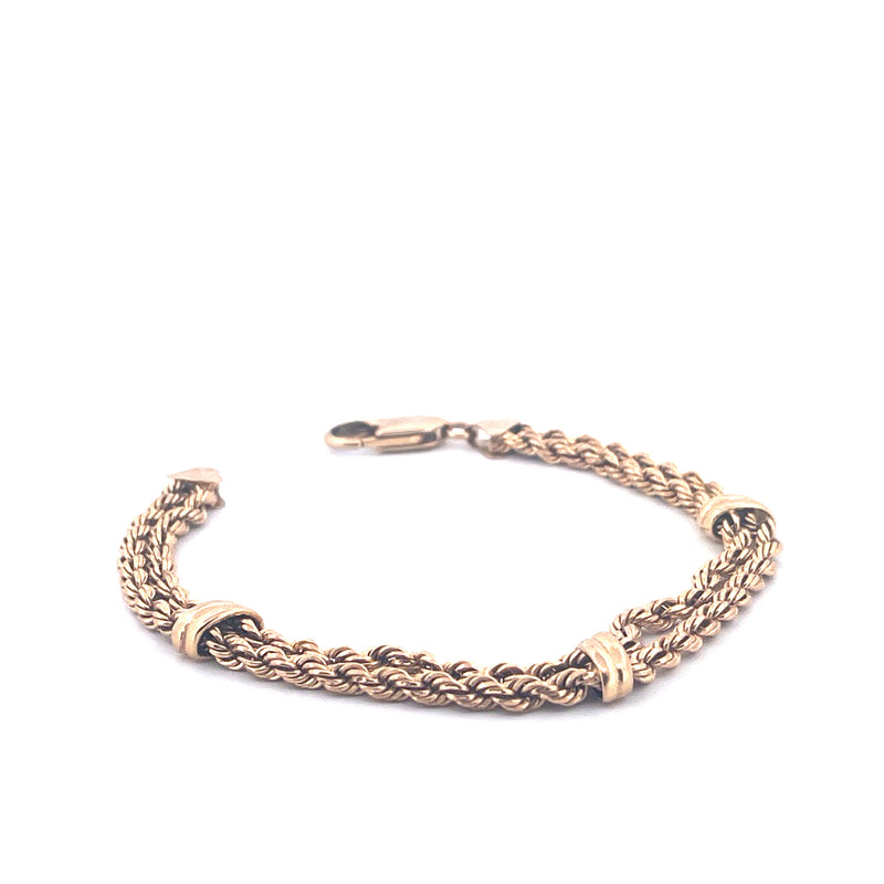 9KT Yellow Gold Double Twist Rope Bracelet