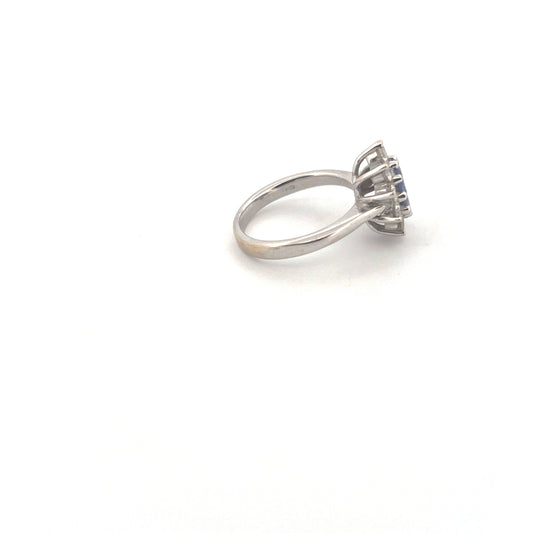 18kt White Gold Tanzanite & Diamond Cluster Ring