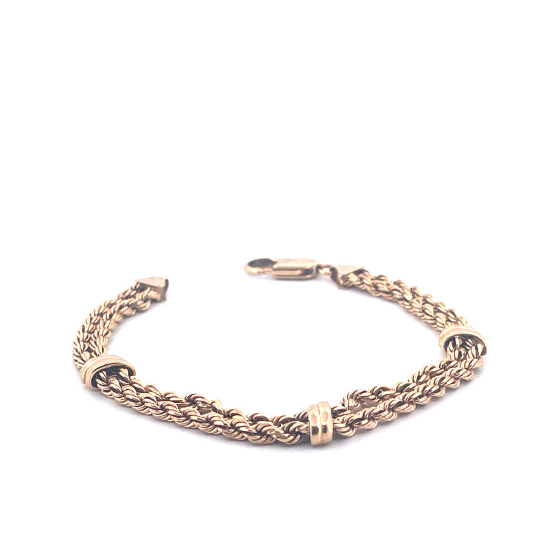 9KT Yellow Gold Double Twist Rope Bracelet