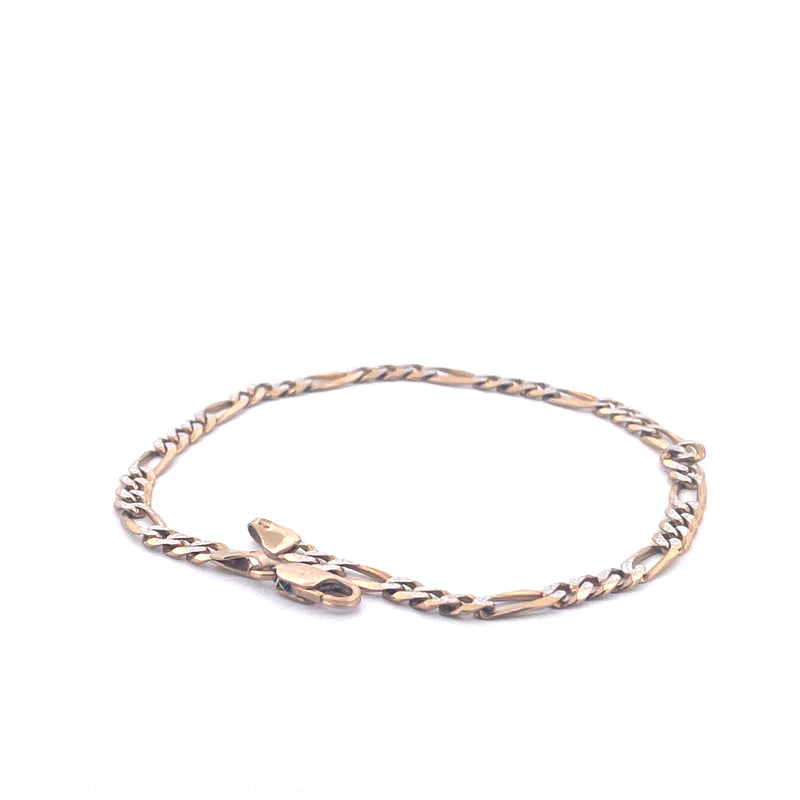 9KT Yellow Gold Figaro Bracelet