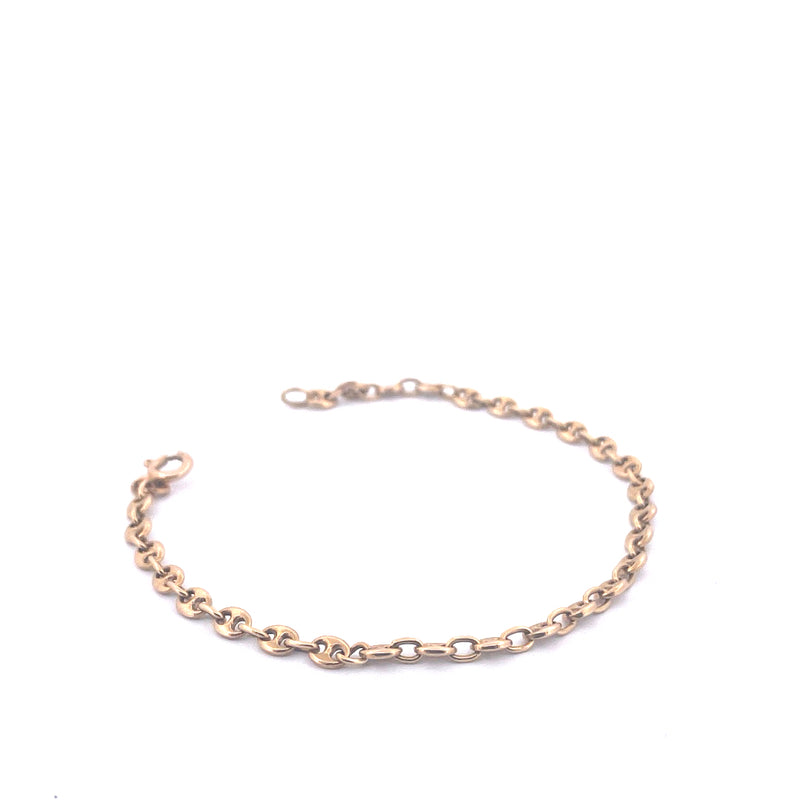 14KT Yellow Gold Puffed Mariner Link Bracelet