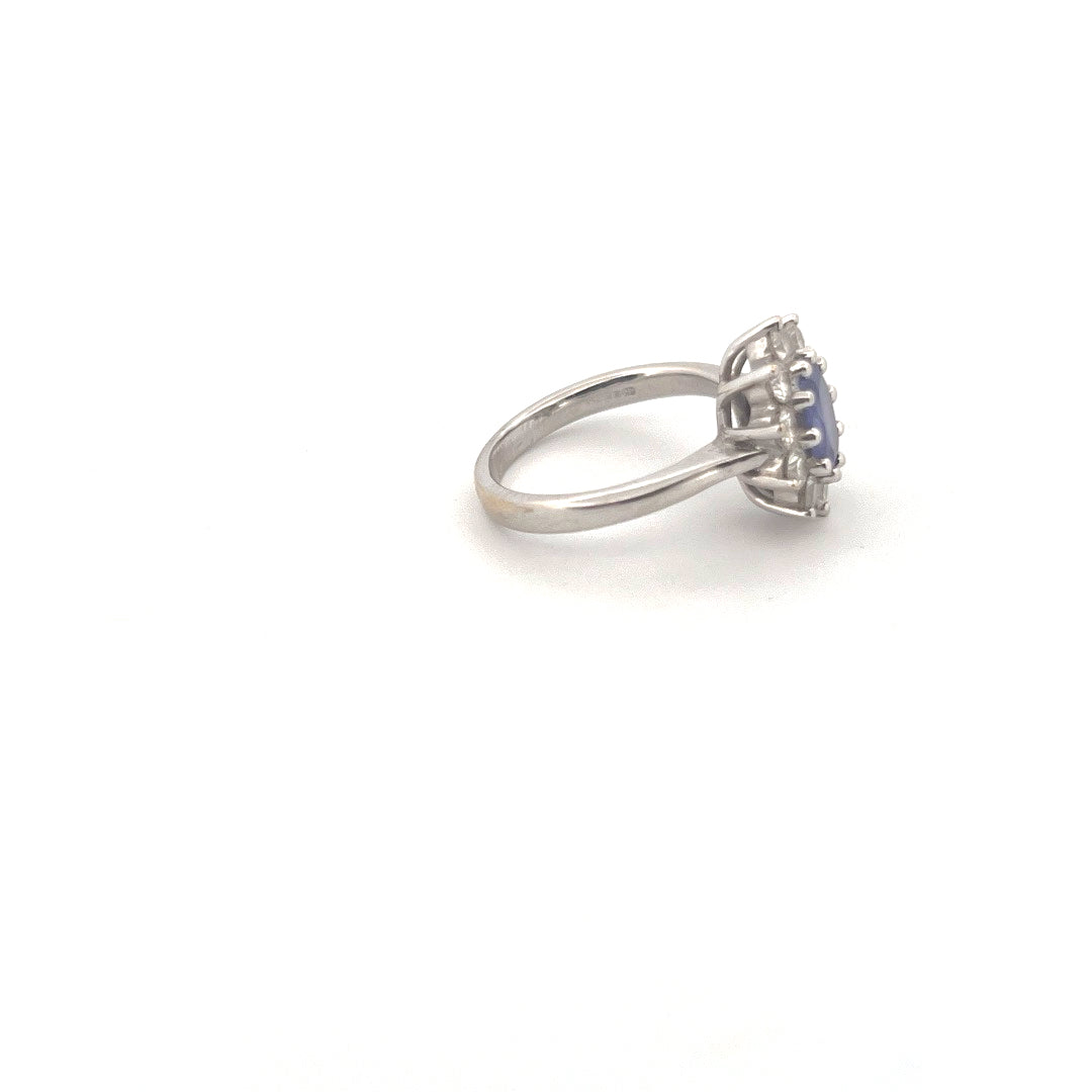 18kt White Gold Tanzanite & Diamond Cluster Ring
