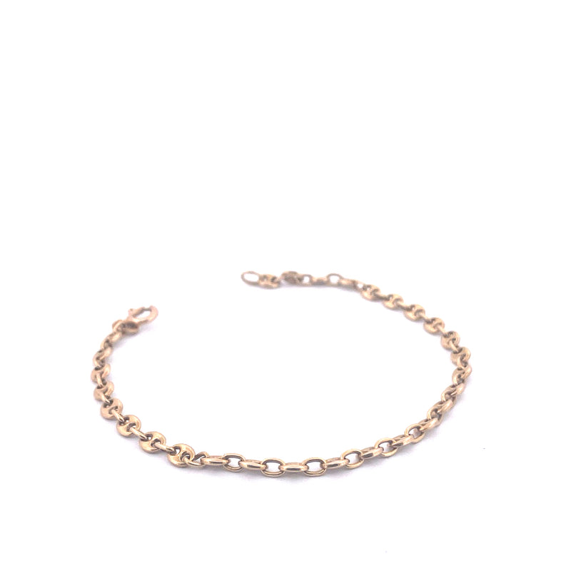 14KT Yellow Gold Puffed Mariner Link Bracelet